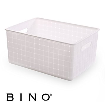 BINO Woven Plastic Storage Basket, Small (White)