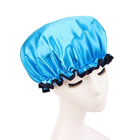 Shintop Shower Cap Adult Resizable Waterproof Double Layer Environmental Bath Hat EVA Hat Satin Bonnets