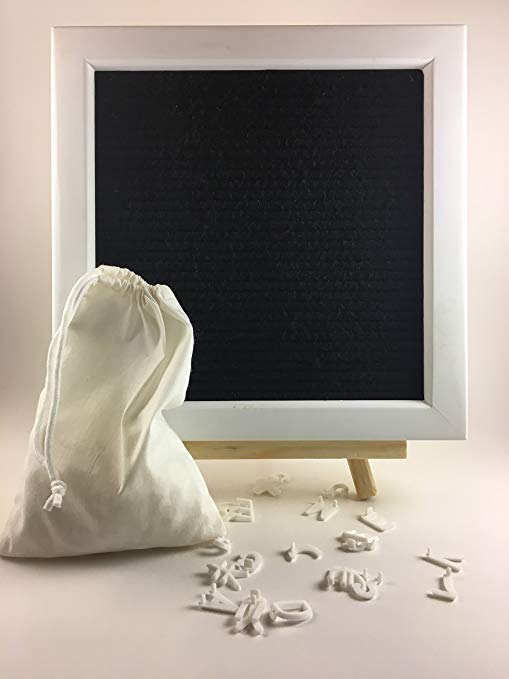 Exclusive Beautiful Felt Letter board (Aspen White frame/Black felt). 10 x 10 board, Modern and unique Home Décor that will create any vibe you wish to any room in your home or business.–By BodhiGoods
