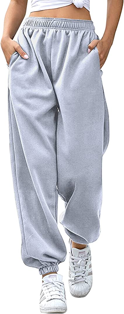 CROSS1946 Womens Cinch Bottom Sweatpants High Waisted Workout Athletic Joggers Baggy Lounge Pants with Pockets