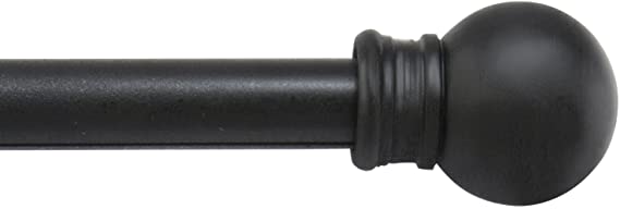 Kenney Cafe Window Curtain Rods, 48 to 84-Inch, Black