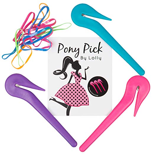 Lolly Pony Pick - Hair Elastic Band Cutter, Blue, Pink and Purple, 0.05 Pound