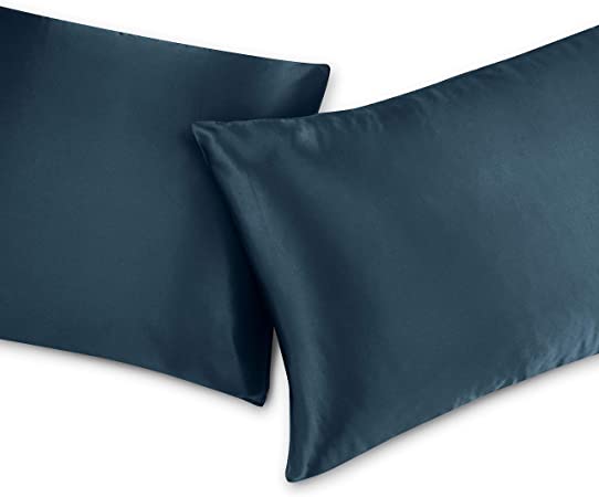 Nestl Bedding Satin Pillowcase for Hair and Skin | Satin Pillow Case | Luxury Pillow Case | Navy Satin Pillowcase King Size, Set of 2