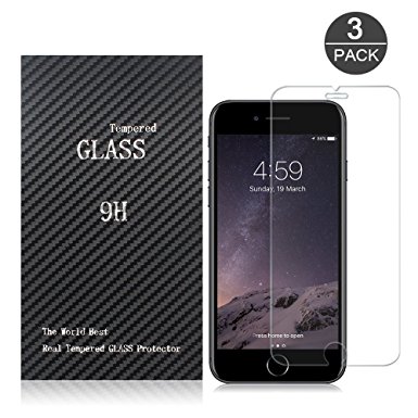 iPhone 6/6S/7 Screen Protector,XUZOU Tempered Glass 3D Touch Compatible,9H Hardness,Bubble Free (3Pack)