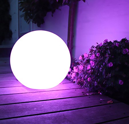 Mr.Go 16-inch Indoor/Outdoor Waterproof Rechargeable LED Glowing Ball Globe Lamp w/ Remote, 16 RGB Colors & 4 Light Effects, Ideal for Home Pool Patio Party Accent Ambient Decorative Lighting