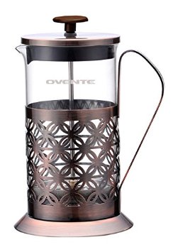 Ovente FSF34C Flower Stainless Steel French Press Coffee Maker, 34 oz, Copper