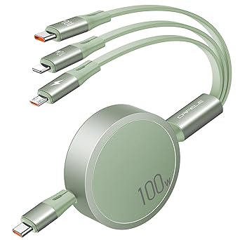CAFELE Multi Charging Cable, 100W 3in1 USB C to Retractable Phone Charger, Multiple Charging Cord with Type C/Micro USB/IP for Samsung S23 S22 S21, Phone 14 13 12, Pad Pro, Mac, 4ft