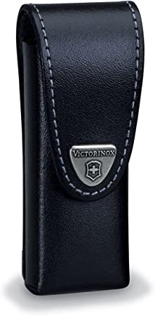 Victorinox 4.0523.3-X1 Large Leather Belt Pouch Black 111mm/2-3 Layer Ideal to Hold and Protect Your Swisstool or 111mm Knife in Black 4.7 inches