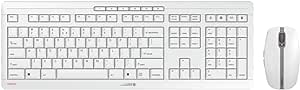 CHERRY Stream Desktop - Wireless Keyboard and Mouse Combo - US Layout - QWERTY Keyboard (White)