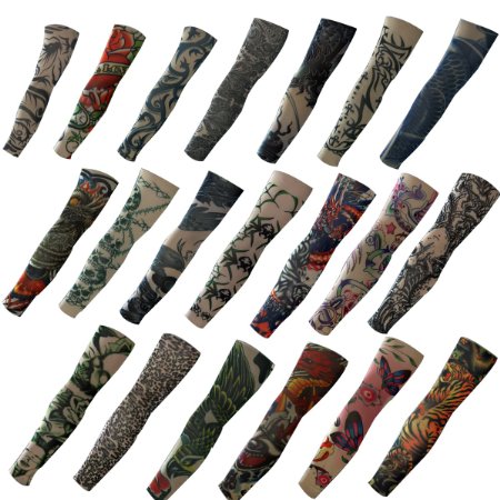 ieasysexy 20pc Fake Temporary Tattoo Sleeves Body Art Arm Stockings Accessories - Designs Tribal, Dragon, Skull, and Etc.
