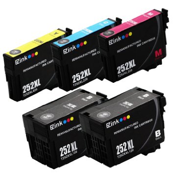 E-Z Ink (TM) Remanufactured Ink Cartridge Replacement for Epson 252XL High Capacity (2 Black, 1 Cyan, 1 Magenta, 1 Yellow) 5 Pack