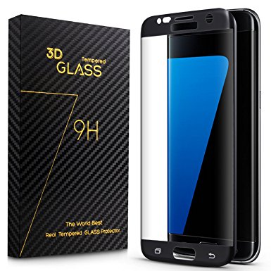 Sundix Samsung Galaxy S7 Edge Screen Protector, Premium 3D Tempered Glass Screen Cover with 9H Hardness Full Coverage Ultra HD Clear Anti-Bubble Shatterproof - Black