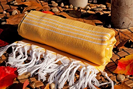 Sunflower Yellow 100% High Quality Cotton Towel Peshtemal For Beach Swimming Pool Yoga Gym Fitness Bath Spa Camping Backpacking