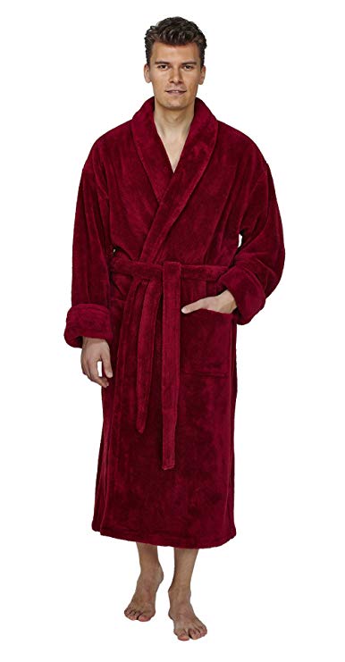 Arus Men's Shawl Fleece Bathrobe Turkish Soft Plush Robe