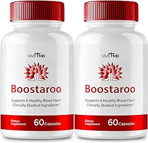 Boostaroo ed Pills Advanced Formula Supplement - Maximum Strength Blood Flow Support Formula, Boostaroo Supplement for Healthy Blood Flow, 60 Capsules per Bottle (2 Pack)