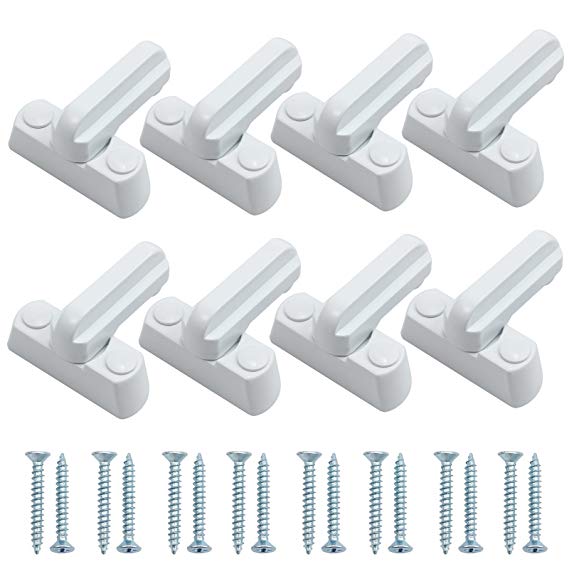 Neoteck Sash Jammer 8PCS Sash Jammer White Strong Zinc Cast Alloy Extra Security Locks Sash Blocker Jammer for Various UPVC/PVC Doors and Windows and Home Security