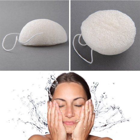 2 Pack Natural Fiber Jelly Konjac Face Cleansing Sponge Wash Pad Facial Washing Makeup Remover Puff White   Green