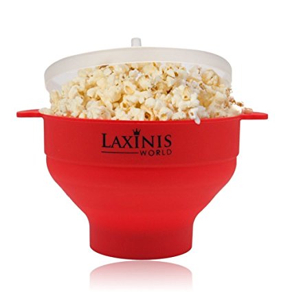 Healthy Popcorn Maker - Microwave Silicone Popcorn Popper - Collapsible Bowl with Handles