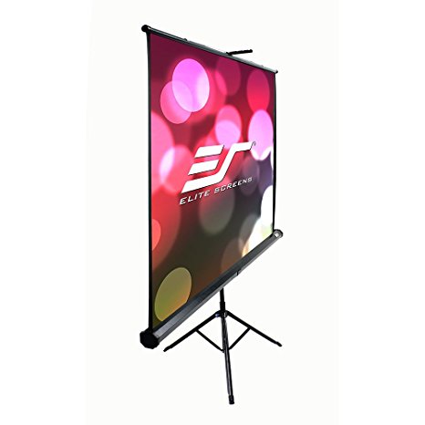 Elite Screens Tripod B, 113-inch, Multi Aspect Ratio Lightweight Portable Pull Up Projector Projection Screen, T113SB