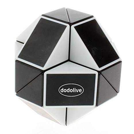 Dodolive 24 Parts Foldable Color Magic Snake Cube Jigsaw Puzzle Cube Toy Color Black With White