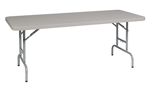 Office Star Resin Multipurpose Rectangle Table, 6-Feet Long, Height Adjustable