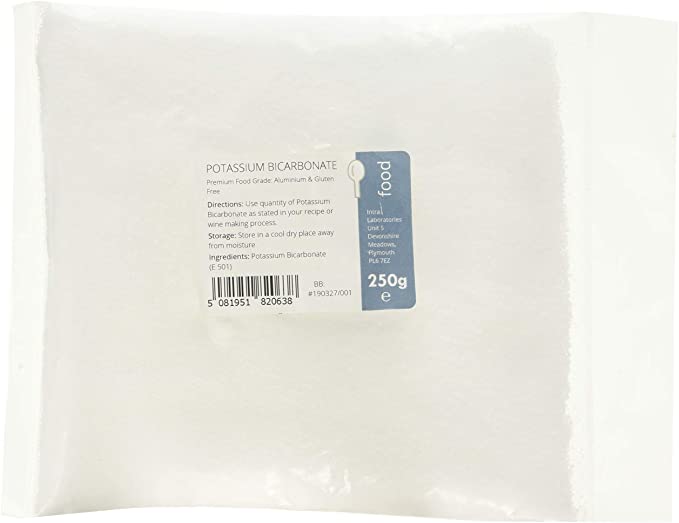 Intralabs Potassium Bicarbonate-Food Grade Granules-E501-99.9% Pure, White Crystals, 250g