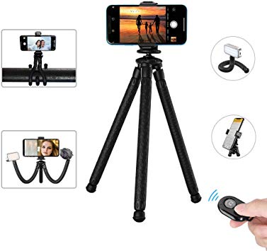 APEXEL Flexible Tripod Mini Travel Camera Phone Tripod with Bluetooth Remote Shutter for iPhone Samsung and most Smartphone Canon Sony Nikon DSLR