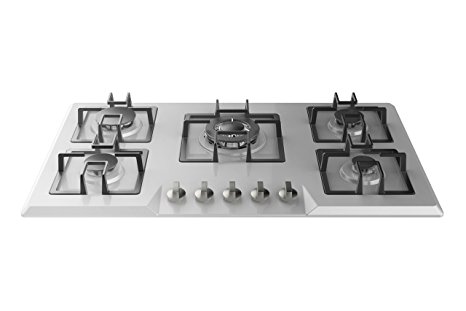 Empava 34" Stainless Steel Built-in 5 Burners Stove Gas Hob Fixed Cooktop