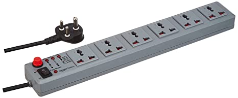 AmazonBasics Spike Guard with 6 Universal Sockets, 6A, 1.5m ISI Certified Cable, Master Switch