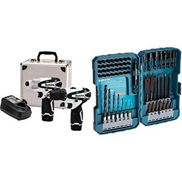 Makita LCT209W 12V max Lithium-Ion Cordless 2-Piece Combo Kit with 70-Piece Impact Drill-Driver Bit Set