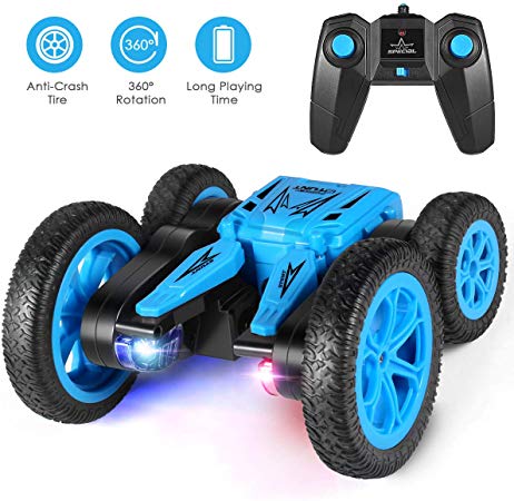 Tg-one Remote Control Car, Durable RC Stunt Cars Toys for Kids, Double Sided Rotating 360°Flips with Dual-Color Headlights- Toy Gifts for 2, 3, 4, 5, 6, 7, 8 Year Old Boy