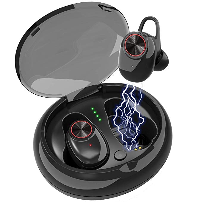 True Wireless Earbuds Bluetooth,Shuua TWS Headphones V4.2 Built-in Mic Long Battery Life 6 Hours Play Time with Charging Case In-ear Noise Cancelling Sport Earphones for iPhone 8 7 X,Samsung S9 S8
