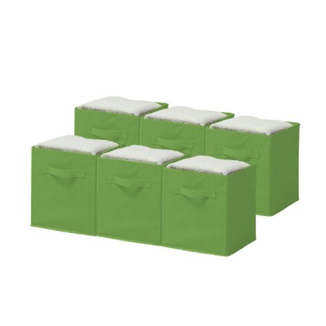 Sorbus® Foldable Storage Cube Basket Bin (6 Pack, Green)