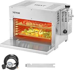 VEVOR Propane Steak Grill, Portable Infrared Broiler, 1500°F Stainless Steel Barbecue Infrared Grill with 6-Tier Adjustable Rack, Steak Cooker Machine for BBQ, Toast, Grill, Outdoor Picnic