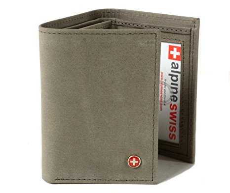 Mens Trifold Wallet Extra Capacity 10 Inside Slots 2 ID Windows By Alpine Swiss