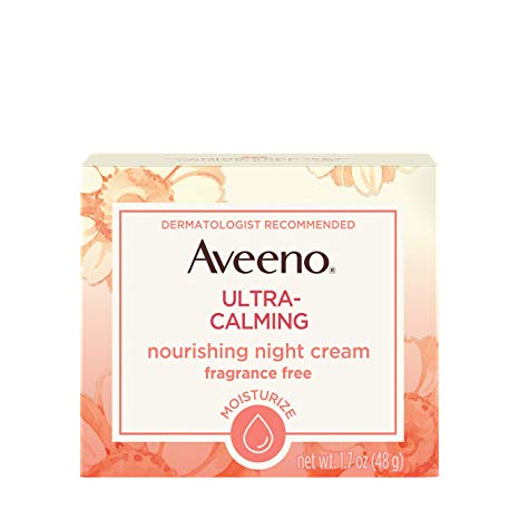 Aveeno Ultra-Calming Nourishing Night Cream for Sensitive Skin with Calming Feverfew & Nourishing Oat, Non-Comedogenic, Oil-Free & Hypoallergenic, 1.7 oz