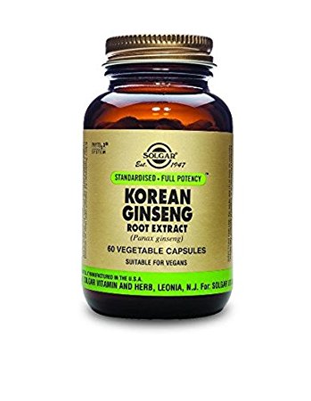 Solgar Standardized Full Potency Korean Ginseng Root Extract Vegetable Capsules, 60 Count ( Pack Of 2)