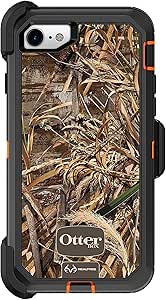 OtterBox Defender Series Case for iPhone SE (3rd & 2nd Gen) & iPhone 8/7 (Only - Not Plus) - Holster Clip Included - Non-Retail Packaging - Realtree Max 5HD (Blaze Orange/Black/Max 5 Design)