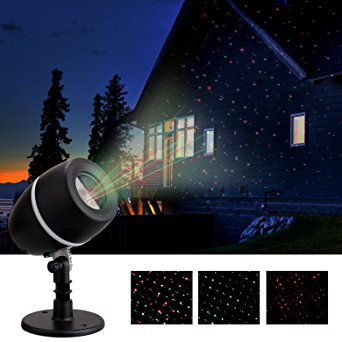Star Shower Motion Christmas Laser Light - Magic Projector LED Light Party Holiday Stage Show Decoration IP65 Waterproof Outdoor Indoor Green and Red Star Light for Xmas Halloween Party Wedding and Ga
