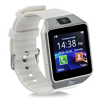 Jiazy Bluetooth Camera Smart Wrist Watch Phone with SIM Card Slot 2.0 Camera TF Card Support Android Samsung Htc LG Sony Blackberry Huawei Smartphone-(White)
