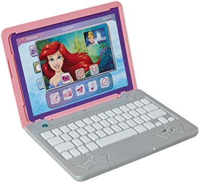 Disney Princess Girls Play Laptop Computer Style Collection Click & Go Play Laptop for Girls with Sounds & Light Up On Button Features Removable Double-Sided Play Background, for Ages 3