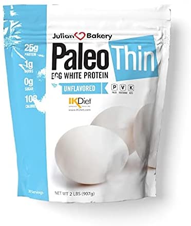 Julian Bakery Paleo Thin Protein Powder | Egg White | Unflavored | 25g Protein | Soy-Free | GMO-Free | 2 LBS | 30 Servings