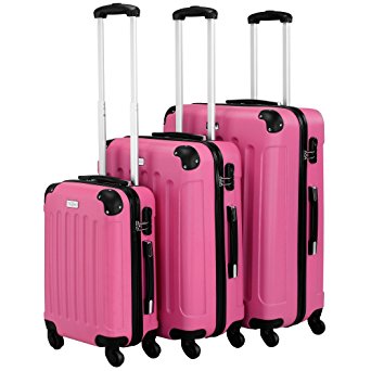 VonHaus 3-Piece Luggage Set made from ABS - Large, Medium and Carry On Suitcase with Rotating Wheels, Built-in Lock and Telescopic Handle