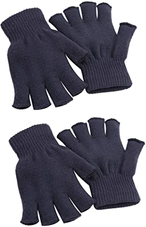 Cooraby 2 Pairs Unisex Warm Half Finger Gloves Winter Fingerless Gloves (L for Adults, M for Teens, S for Kids)