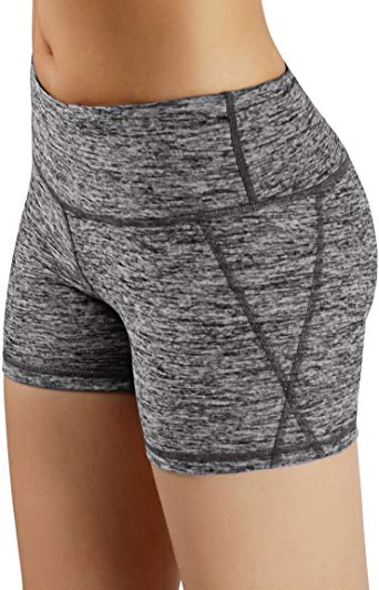 ODODOS Women's Yoga Short Tummy Control Workout Running Athletic Non See-Through Yoga Shorts with Hidden Pocket