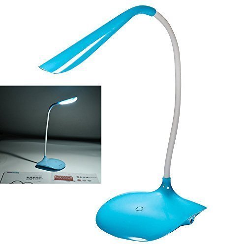 LEDniceker 1.5W Touch Sensor LED Eye Protection Cordless Table Reading Lamp/Desk Light, Rechargeable Lithium Battery USB Charge, 3 Level Adjustable Brightness, Flexible Neck (Blue)