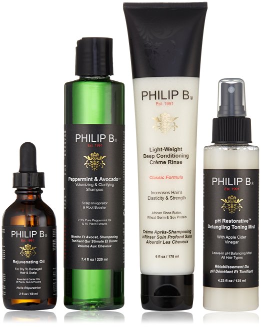 PHILIP B Four Step Hair and Scalp Treatment Set with Classic Formula Conditioner, 2 fl. oz.