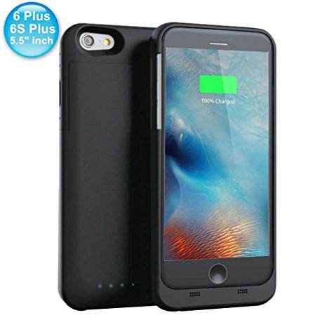 Maxnon [MFi Apple Certified] 4000mah Battery Case For iPhone 6Plus/6S Plus 5.5" External Rechargeable Spare Backup Extended Battery Charger Pack Case Cover-Black Mini Kitty[Not For iPhone 6/6S]