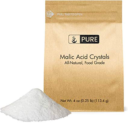 Malic Acid Powder (4 oz, 600 mg per Serving) by Pure Organic Ingredients, Boost Energy Production*, Alpha Hydroxy Acid, Help with Muscle Pain & Soreness*, Rejuvenate Skin*