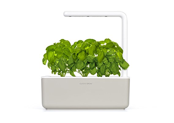Click & Grow Smart Garden 3 Indoor Gardening Kit (includes 3 basil plant pods), Beige